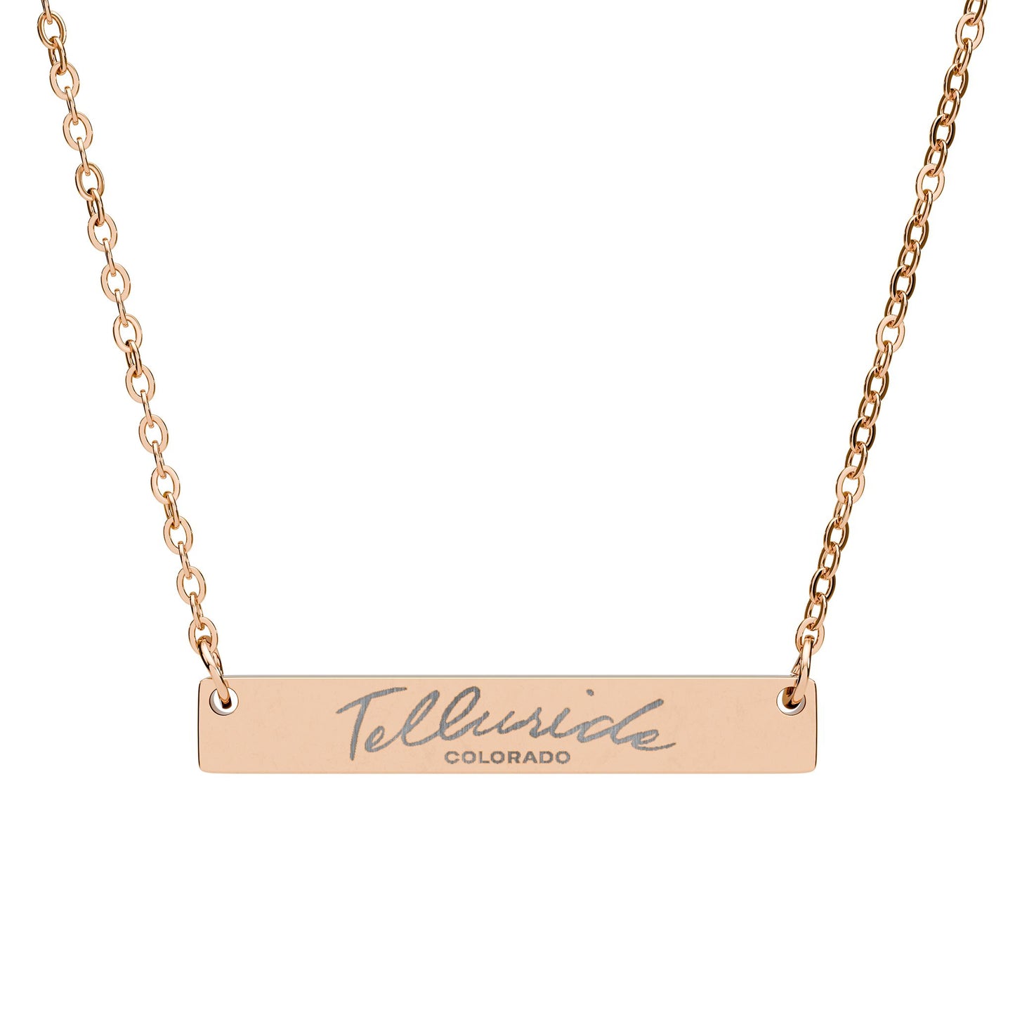 Telluride Gold Horizontal Bar Necklace Engraved Telluride Jewelry & Necklace
