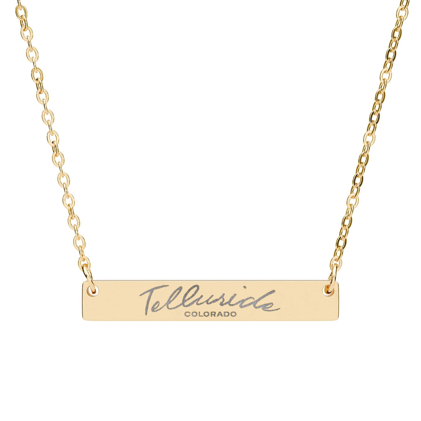 Telluride Gold Bar Necklace Engraved Telluride Jewelry & Necklace