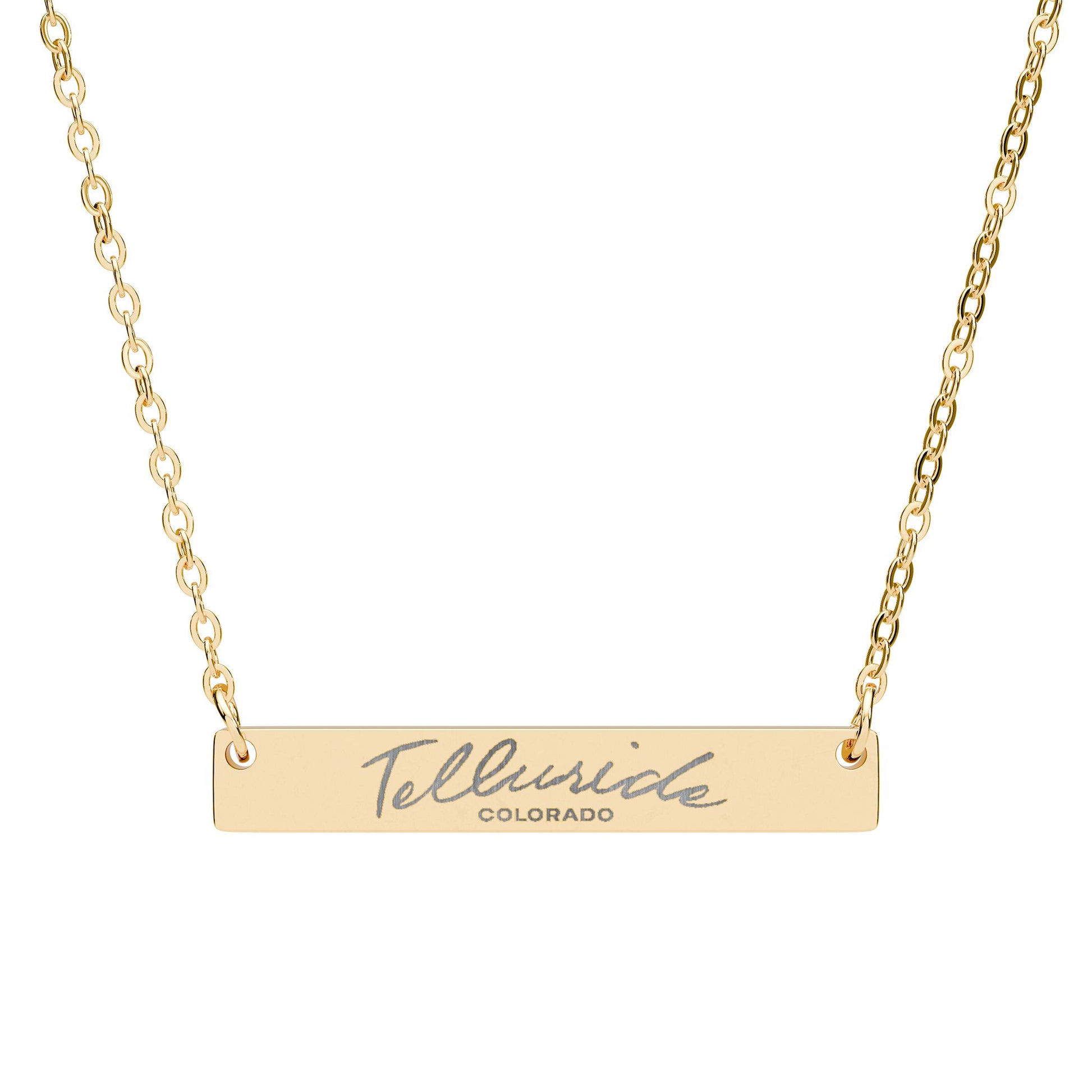 Telluride Gold Bar Necklace Engraved Telluride Jewelry & Necklace
