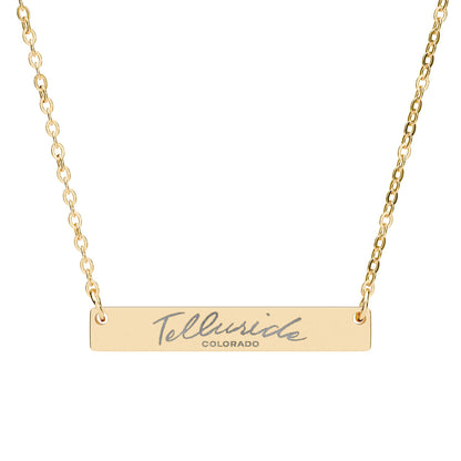 Telluride Gold Bar Necklace Engraved Telluride Jewelry & Necklace