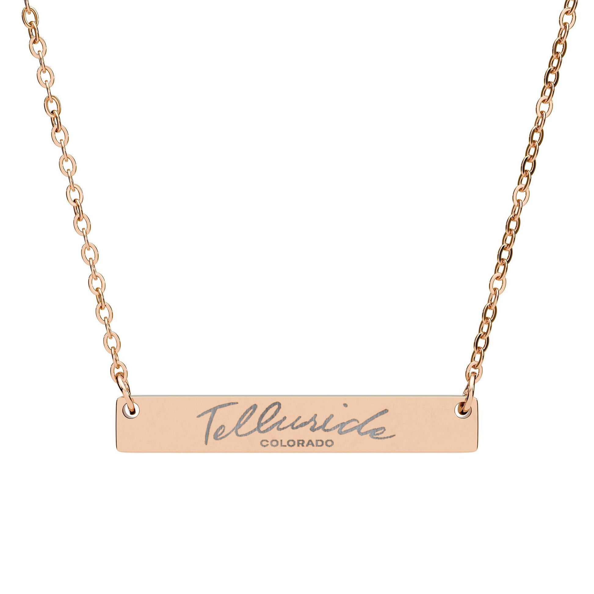 Telluride Gold Horizontal Bar Necklace Engraved Telluride Jewelry & Necklace