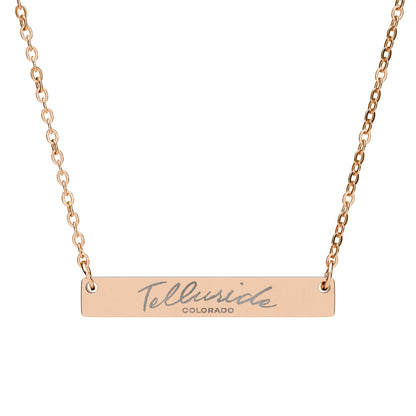 Telluride Gold Horizontal Bar Necklace Engraved Telluride Jewelry & Necklace