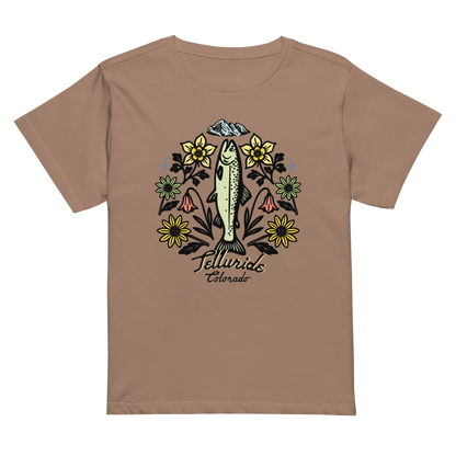 Womens Telluride Comfy Tee T-Shirts & Clothing Fishing Mountain Flower