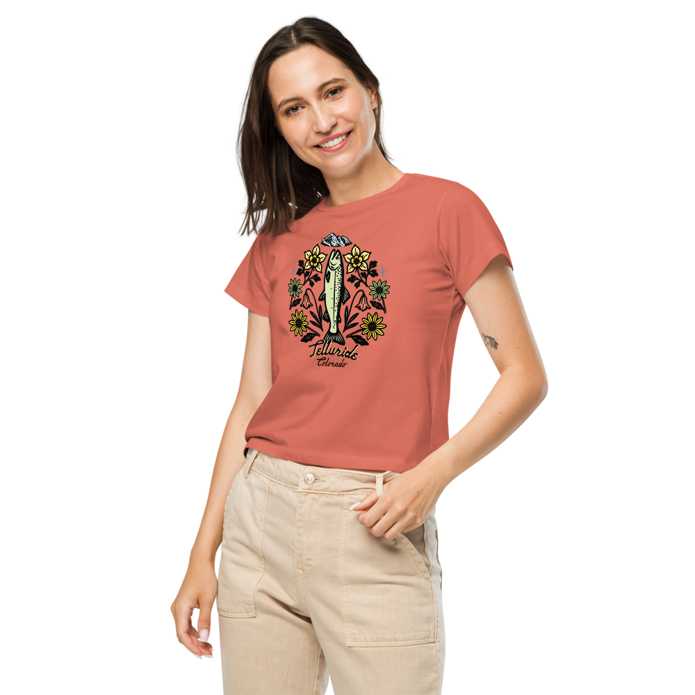 Womens Telluride Comfy Tee T-Shirts & Clothing Fishing Mountain Flower Cute